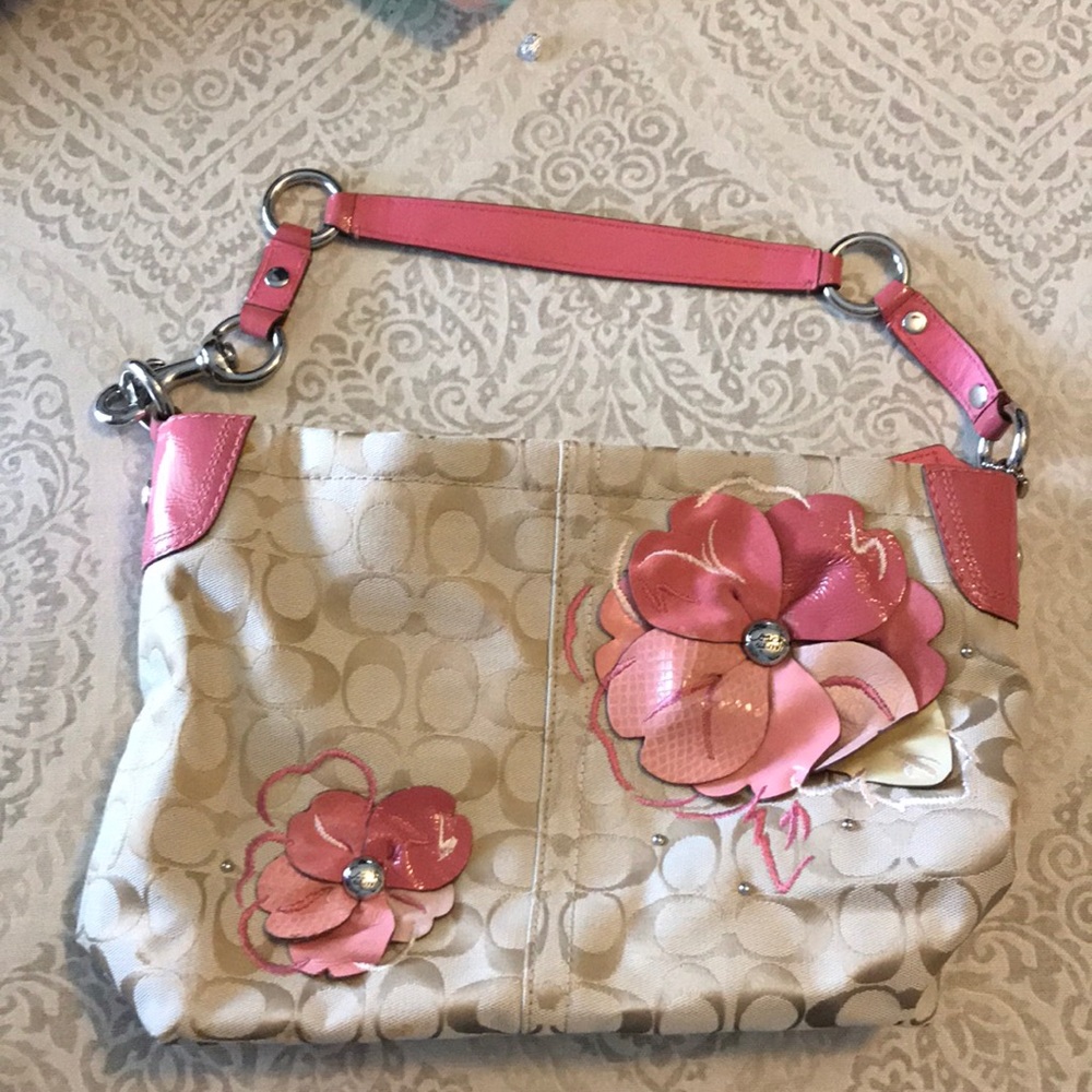 Pink Flowered Signature Coach Purse
